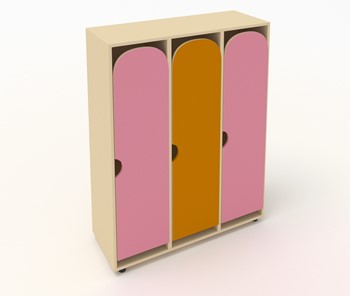 Детский распашной шкаф ШГ3 Беж+Розовый+Оранжевый в Курске