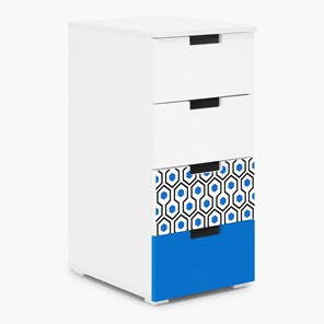 Тумба с ящиками Svogen 4 ящика, сине-белый/соты синие в Курске