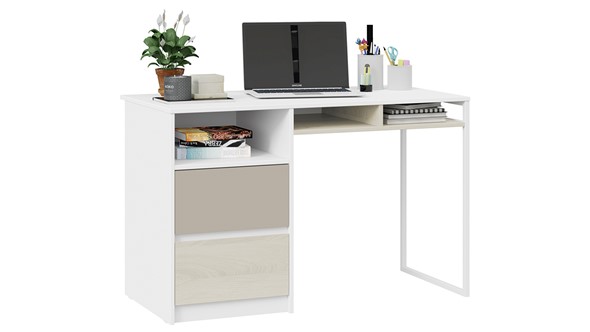 Письменный стол Сканди СМ-386.15.02-20 (Дуб Гарден, Белая, Глиняный серый) в Курске - изображение