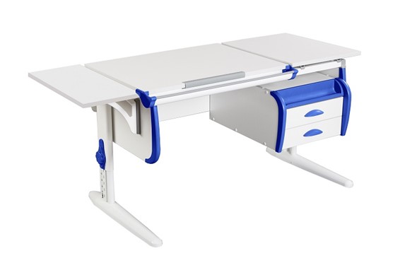 Растущий стол 1/75-40 (СУТ.25) + Polka_b 1/550 + Tumba 3 белый/белый/Синий в Курске - изображение