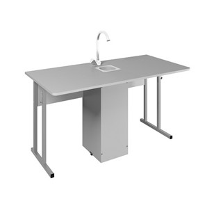 Детский стол 2-местный для кабинета химии Стандарт 6, Пластик Серый/Светло-серый в Курске