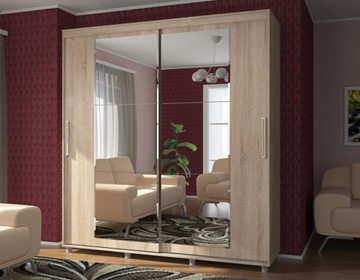 Шкаф 2-х дверный Комфорт №12 2.0 с прямоугольными зеркалами в Курске - предосмотр