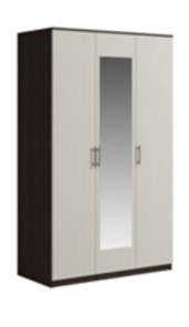Шкаф 3 двери Светлана, с зеркалом, венге/дуб молочный в Курске