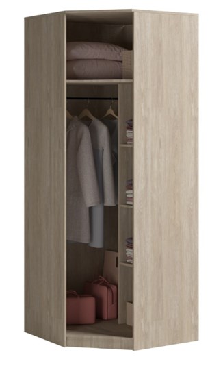 Распашной шкаф угловой Светлана, с зеркалом, белый/дуб сонома в Курске - изображение 1