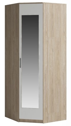 Распашной шкаф угловой Светлана, с зеркалом, белый/дуб сонома в Курске - изображение