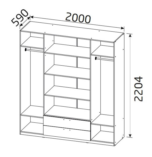 Шкаф четырехдверный 4-х дверный Вега с 2 ящиками в Курске - изображение 1