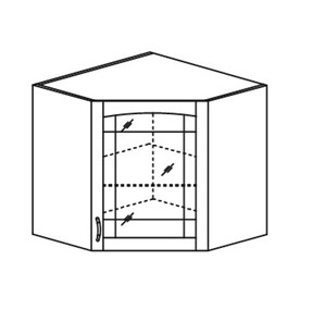 Шкаф кухонный Кантри настенный угловой со вставкой из стекла 718*600*600 мм в Курске
