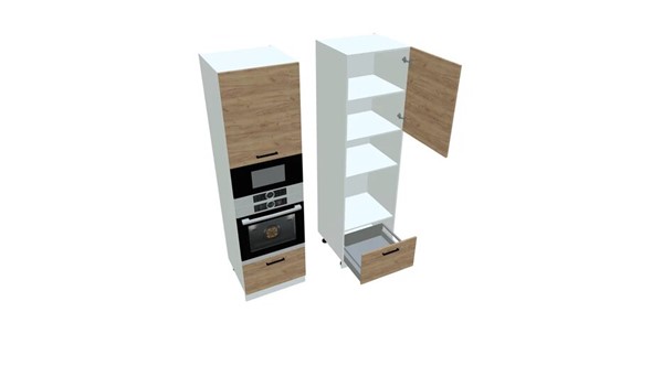 Кухонный шкаф-пенал П7 3, Дуб крафт/Белый в Курске - изображение