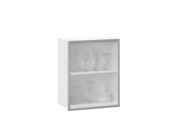 Кухонный шкаф 600, Шервуд, со стеклом правый, ЛД 281.352.000.116, белый/серый в Курске