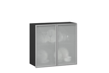 Кухонный шкаф 800, Шервуд, со стеклом ЛД 281.361.000.030, серый/черный в Курске