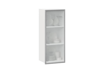 Кухонный шкаф высокий 400 Шервуд, со стеклом левый ЛД 281.421.000.121, белый/серый в Курске