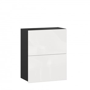 Навесной кухонный шкаф 600 горизонтальный Шервуд, ЛД 281.970.000.085, черный/белый глянец в Курске