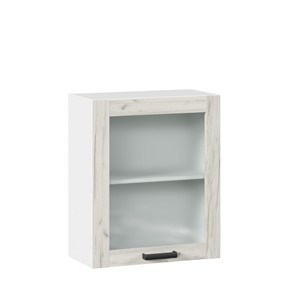 Кухонный навесной шкаф 600 со стеклом Винченца ЛД 234.350.000.031, Белый/Дуб Крафт белый в Курске