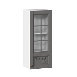 Кухонный навесной шкаф Амели-3 400 высокий со стеклом ЛД 299.420.000.040, Белый/Оникс серый в Курске