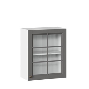 Кухонный навесной шкаф Амели-3 600 со стеклом ЛД 299.350.000.030, Белый/Оникс серый в Курске