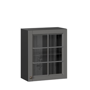 Шкаф настенный Амели-3 600 со стеклом ЛД 299.350.000.032, Черный/Оникс серый в Курске