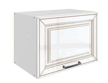 Шкаф на кухню Атланта L500 Н360 (1 дв. гл.) эмаль (белый/белый глянец патина золото) в Курске