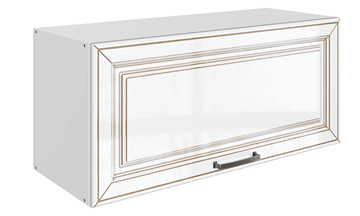 Кухонный навесной шкаф Атланта L800 Н360 (1 дв. гл.) эмаль (белый/белый глянец патина золото) в Курске