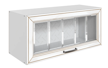 Шкаф на кухню Атланта L800 Н360 (1 дв. рам.) эмаль (белый/белый глянец патина золото) в Курске - предосмотр