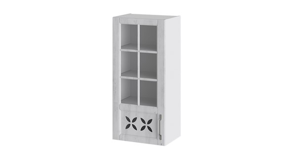 Кухонный шкаф Прованс (Белый глянец/Санторини светлый) cо стеклом левый В_96-45_1ДРДс(L) в Курске - изображение