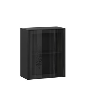 Шкаф настенный со стеклом 600 Индиго ЛД 298.350.000.063, Чёрный/Чёрный в Курске