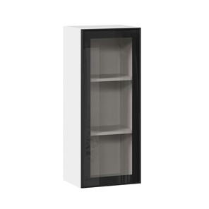 Навесной кухонный шкаф высокий со стеклом 400 Индиго ЛД 298.420.000.026, Белый/Чёрный в Курске