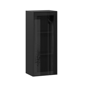Кухонный навесной шкаф высокий со стеклом 400 Индиго ЛД 298.420.000.068, Чёрный/Чёрный в Курске