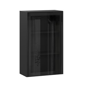 Настенный шкаф высокий со стеклом 600 Индиго ЛД 298.450.000.170, Чёрный/Чёрный в Курске