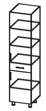 Шкаф-пенал с ящиком Модерн А39 МДФ глянец, металлик, премиум в Курске - изображение