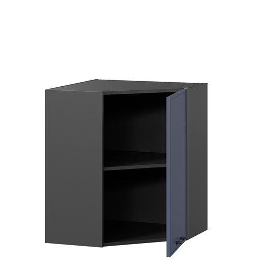 Шкаф угловой настенный Индиго ЛД 298.610.000.158, Чёрный/Тёмно-синий в Курске - изображение 1