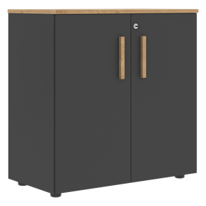 Шкаф широкий низкий с малыми дверцами FORTA Графит-Дуб Гамильтон  FLC 80.1(Z) (798х404х801) в Курске
