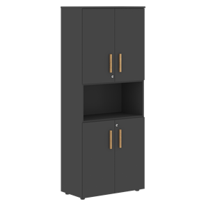 Широкий шкаф высокий FORTA Черный Графит  FHC 80.2(Z) (798х404х1965) в Курске