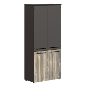 Шкаф колонка со стеклянными и глухими дверями MORRIS  Дуб Базель/Венге Магия MHC 85.2 (854х423х1956) в Курске