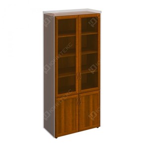 Шкаф для документов со стеклянными дверьми в рамке Мастер, темный орех (90х45х208) МТ 379 в Курске