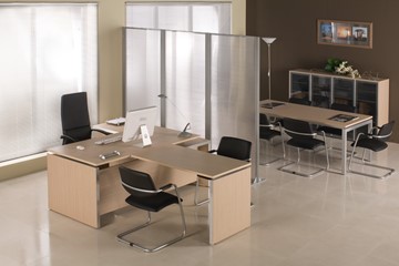 Офисный стол для директора Reventon, зебрано песочный, правый (180х90х76) МЕ 130 в Курске - предосмотр 9