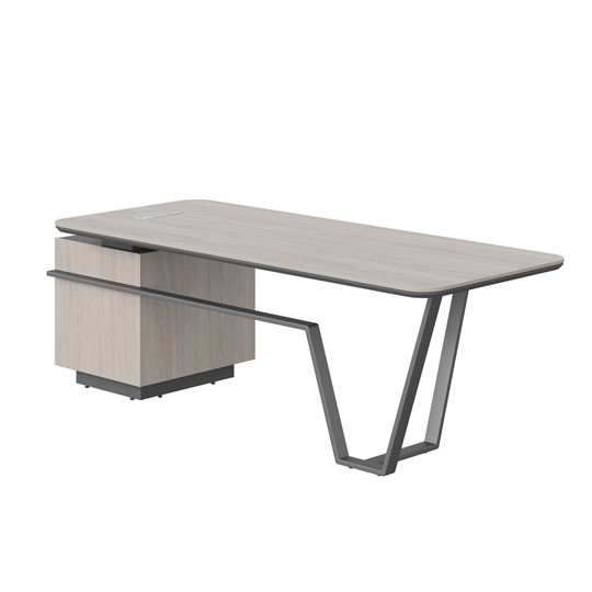 Стол с комбинированной столешницей и правой тумбой LINE Дуб-серый-антрацит СФ-571101.1 (2225х900х762) в Курске - изображение 1