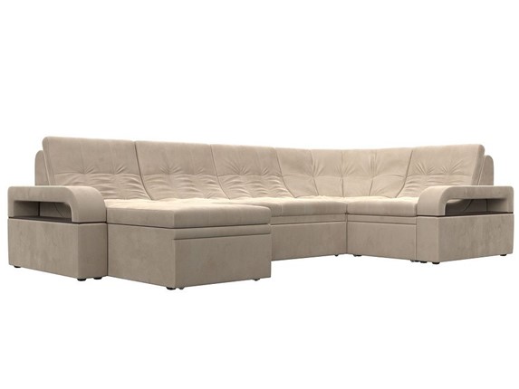 П-образный диван Лига-035, Бежевый (велюр) в Курске - изображение