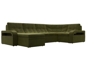 П-образный диван Лига-035, Зеленый (Микровельвет) в Курске