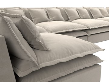 Большой П-образный диван Лига-040, Бежевый (микровельвет) в Курске - предосмотр 3