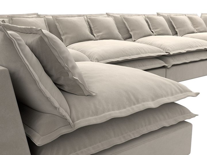 Большой П-образный диван Лига-040, Бежевый (микровельвет) в Курске - изображение 3