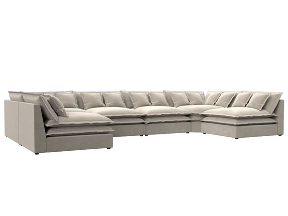 Большой П-образный диван Лига-040, Бежевый (микровельвет) в Курске - изображение