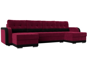 П-образный диван Марсель, Бордовый\Черный (Микровельвет) в Курске