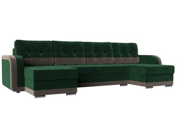 П-образный диван Марсель, Зеленый\Коричневый (велюр) в Курске
