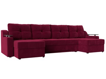 Большой П-образный диван Сенатор, Бордовый (Микровельвет) боннель в Курске
