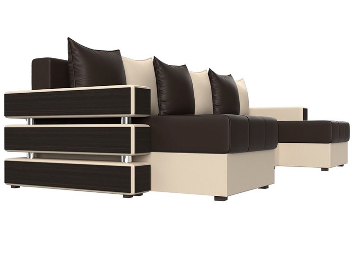 Большой П-образный диван Венеция боннель, Коричневый\Бежевый (Экокожа) в Курске - изображение 3