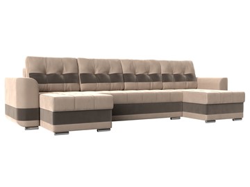 П-образный диван Честер, Бежевый/коричневый (велюр) в Курске - предосмотр