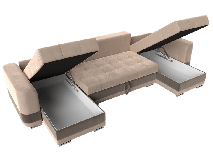 П-образный диван Честер, Бежевый/коричневый (велюр) в Курске - изображение 5