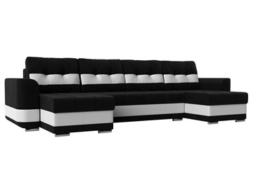 П-образный диван Честер, Черный/белый (вельвет/экокожа) в Курске