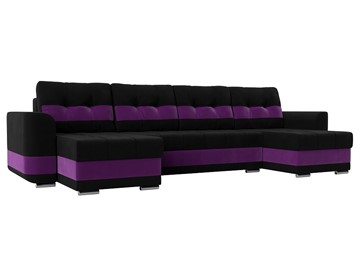 П-образный диван Честер, Черный/фиолетовый (вельвет) в Курске