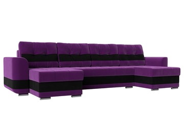 П-образный диван Честер, Фиолетовый/черный (вельвет) в Курске